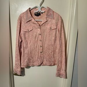 Christine Alexander Light Pink Jean Jacket with Swarovski crystals